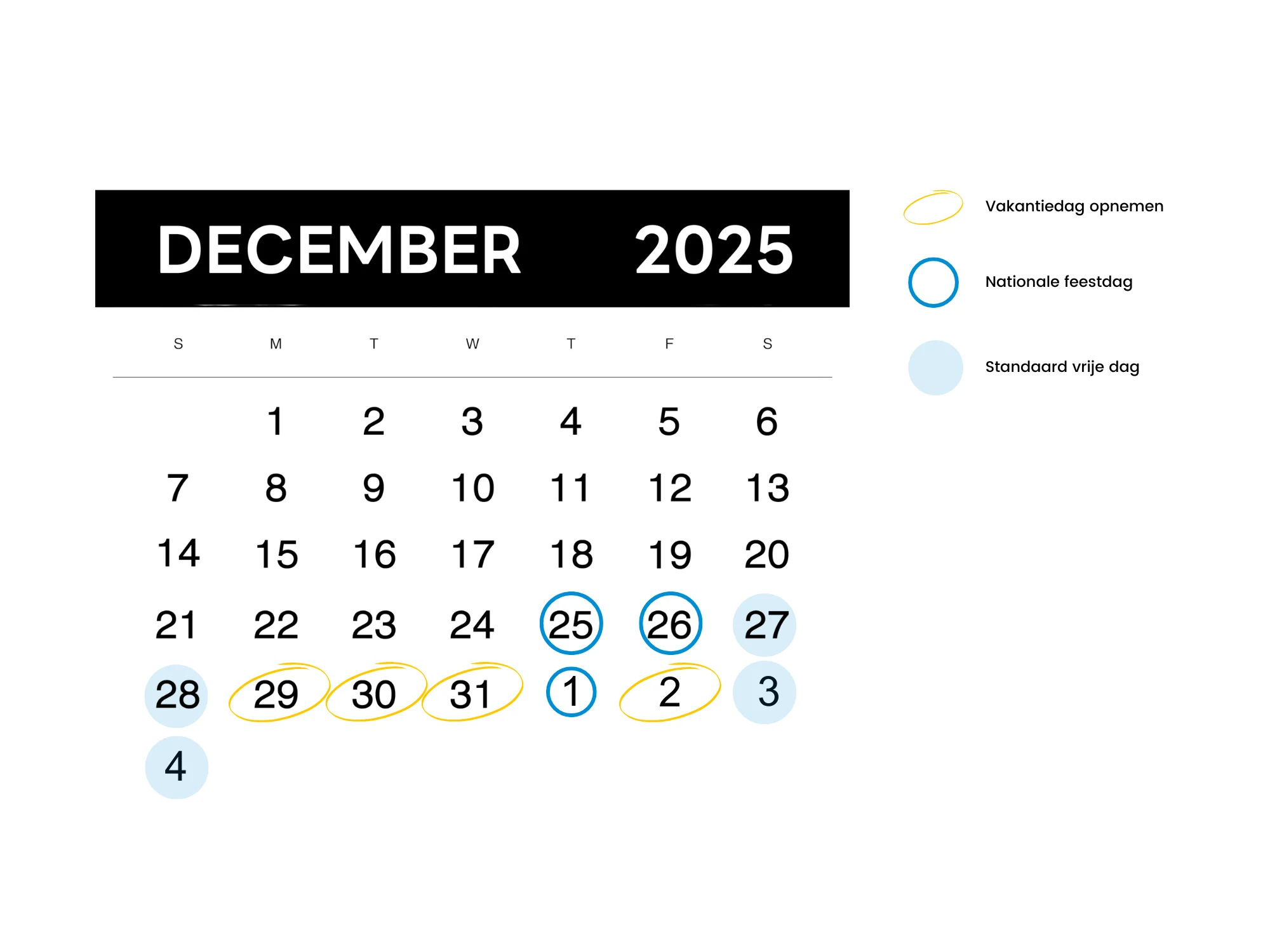 vrije dagen december 2025